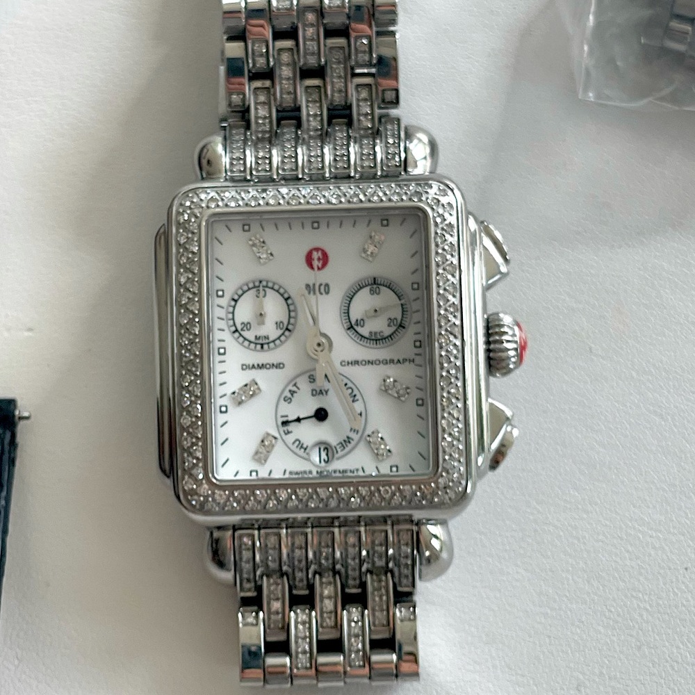 Authentic Michele Deco Diamond Chronograph 33mm